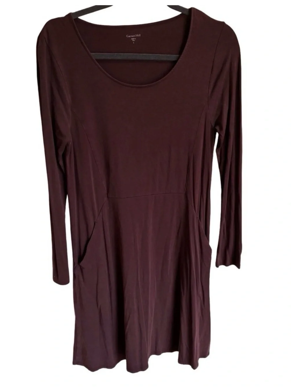 Garnet Hill Brown Long Sleeve Scoop Neck Casual Dress - Picture 1 of 7